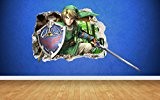 Zelda 3D Effect Smashed Wall Sticker, Link Nintendo style transfer art (Large: 96cm x 58cm) by Thorpe Signs