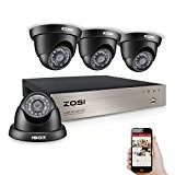 ZOSI AHD 720P Kit Vidéo Surveillance 8CH DVR 4pcs Caméra Extérieure1280TVL 720P Vision Nocturne 20m 24pcs Leds IR, Accès à ...