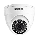 ZOSI CCTV 1000TVL 960H Caméra Dôme Système de Surveillance Extérieure Vision Nocturne 20m, 24Leds IR, Objectif 3.6mm, Caméra Blanche
