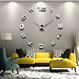 ZQ@QXPersonnalité salon horloge moderne chambre mur déco murale, argent